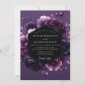 Amethyst Twilight Flora Wedding Kaart (Voorkant)