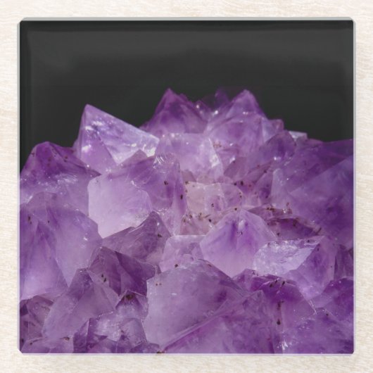 Amethyst Uncut Stones Glazen Onderzetter (Voorkant)