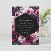 Amethyst Velvet Blossom Wedding Kaart (Staand voorkant)