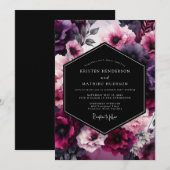 Amethyst Velvet Blossom Wedding Kaart (Voorkant / Achterkant)