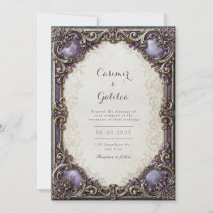Amethyst Vergulde Rolwerk Bruiloft Kaart