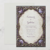Amethyst Vergulde Rolwerk Bruiloft Kaart (Voorkant / Achterkant)