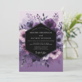 Amethyst Vesperal Flora Wedding Kaart (Staand voorkant)