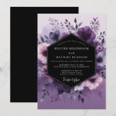 Amethyst Vesperal Flora Wedding Kaart (Voorkant / Achterkant)