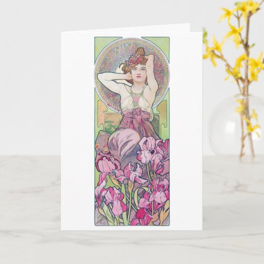 Amethyst (vier joden), Alphonse Mucha Kaart (Gele Bloem)