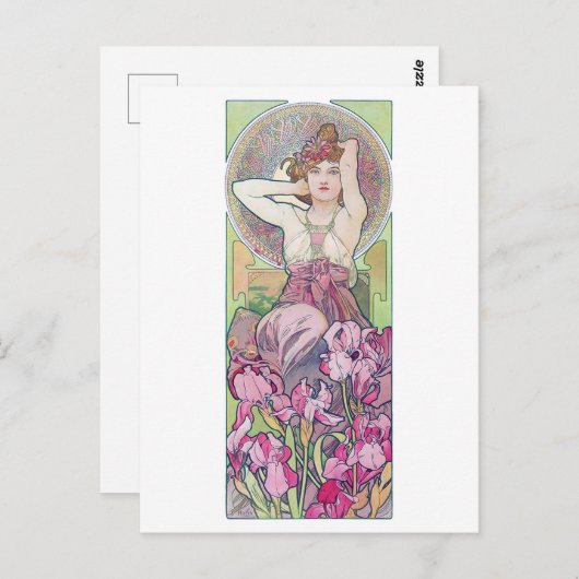 Amethyst (vier juwelen), Alphonse Mucha Briefkaart (Voorkant / Achterkant)