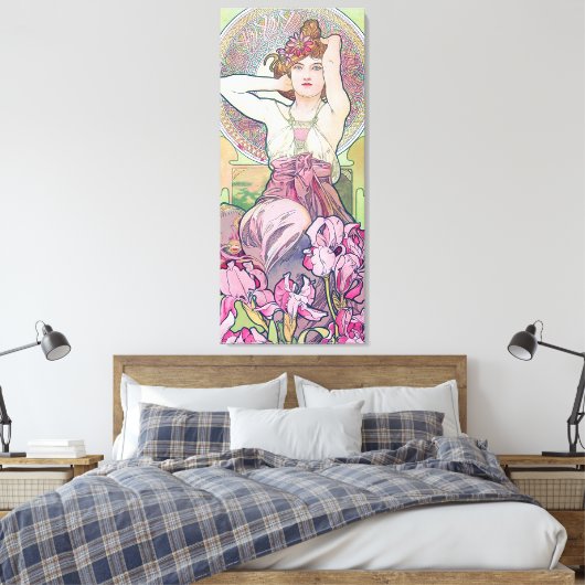 Amethyst (vier juwelen), Alphonse Mucha Canvas Afdruk (Insitu (Slaapkamer))