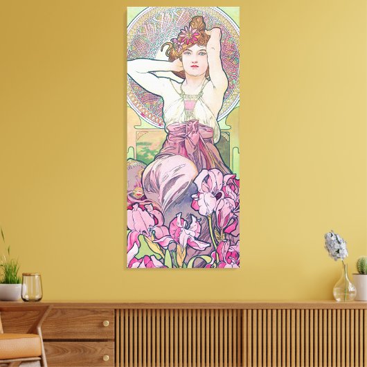 Amethyst (vier juwelen), Alphonse Mucha Canvas Afdruk (Insitu (Woonkamer))