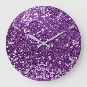 Amethyst Violet Paars Sparkly Faux Glitter Grey Grote Klok