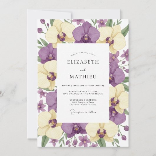 Amethyst Vlinder Orchidee Huwelijk Kaart (Voorkant)