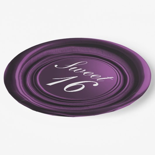 Amethyst Waszegel Drip Klasse Zoete 16 Verjaardag Papieren Bordje (Gekanteld)