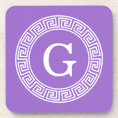 Amethyst Wat Grieks Sleutel RND Lijst Initiaal Mon Bier Onderzetter (Voorkant)