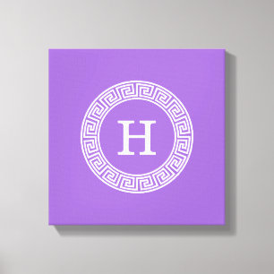 Amethyst Wat Grieks Sleutel RND Lijst Initiaal Mon Canvas Afdruk