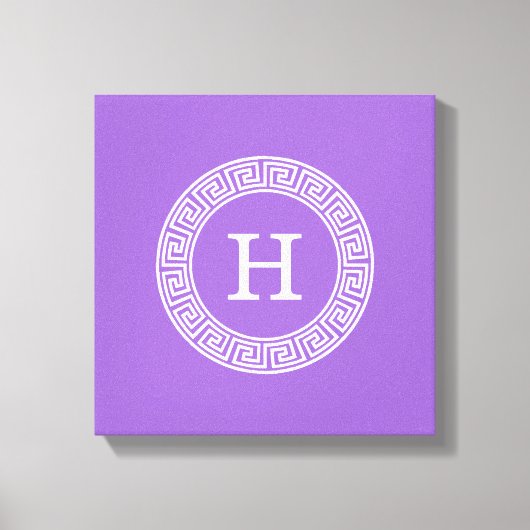 Amethyst Wat Grieks Sleutel RND Lijst Initiaal Mon Canvas Afdruk (Voorkant)