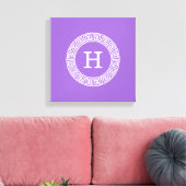 Amethyst Wat Grieks Sleutel RND Lijst Initiaal Mon Canvas Afdruk (Insitu (Woonkamer))