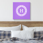 Amethyst Wat Grieks Sleutel RND Lijst Initiaal Mon Canvas Afdruk (Insitu (Slaapkamer))