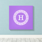 Amethyst Wat Grieks Sleutel RND Lijst Initiaal Mon Canvas Afdruk (Insitu (Houten vloer))