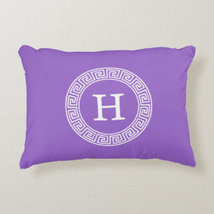Amethyst Wat Grieks Sleutel RND Lijst Initiaal Mon Decoratief Kussen