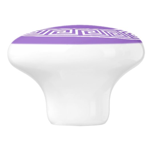 Amethyst Wat Grieks Sleutel RND Lijst Initiaal Mon Keramische Knop (Zijkant)