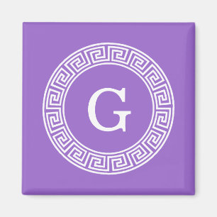 Amethyst Wat Grieks Sleutel RND Lijst Initiaal Mon Magneet
