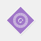 Amethyst Wat Grieks Sleutel RND Lijst Initiaal Mon Servet (Hoek)