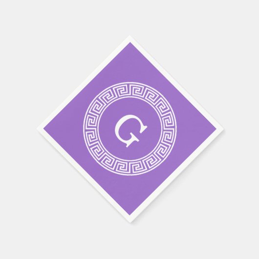 Amethyst Wat Grieks Sleutel RND Lijst Initiaal Mon Servet (Hoek)