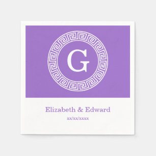 Amethyst Wat Grieks Sleutel RND Lijst Initiaal Mon Servetten