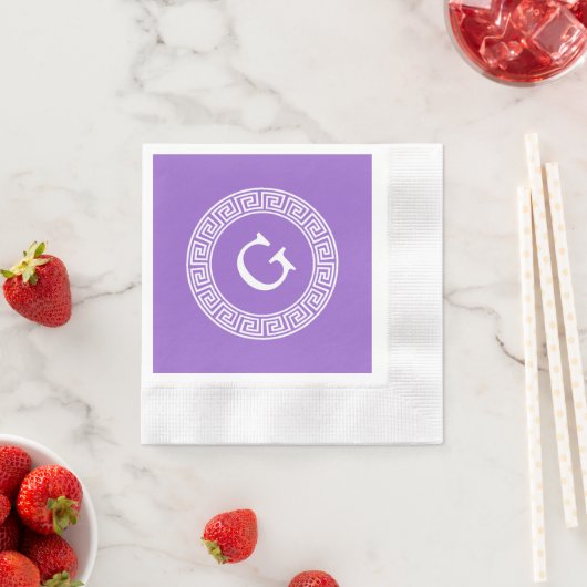 Amethyst Wat Grieks Sleutel RND Lijst Initiaal Mon Servetten (Insitu)