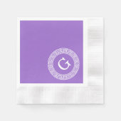 Amethyst Wat Grieks Sleutel RND Lijst Initiaal Mon Servetten (Voorkant)