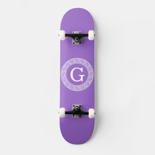 Amethyst Wat Grieks Sleutel RND Lijst Initiaal Mon Skateboard (Voorkant)