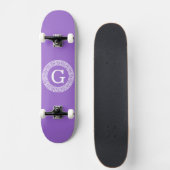 Amethyst Wat Grieks Sleutel RND Lijst Initiaal Mon Skateboard (Voorkant)