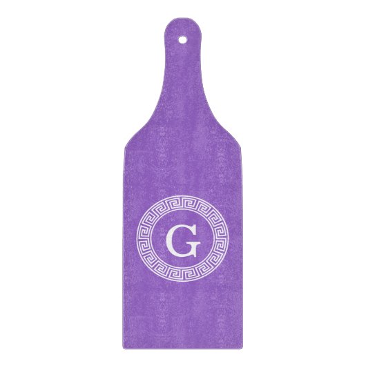 Amethyst Wat Grieks Sleutel RND Lijst Initiaal Mon Snijplank (Voorkant)