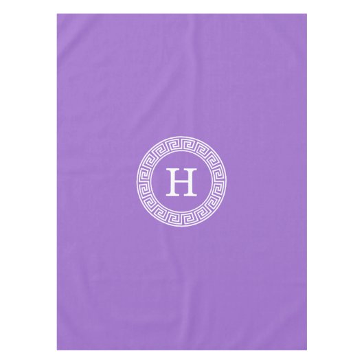 Amethyst Wat Grieks Sleutel RND Lijst Initiaal Mon Tafelkleed (Voorkant)