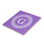 Amethyst Wat Grieks Sleutel RND Lijst Initiaal Mon Tegeltje (Zijkant)