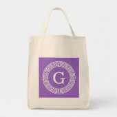 Amethyst Wat Grieks Sleutel RND Lijst Initiaal Mon Tote Bag (Voorkant)