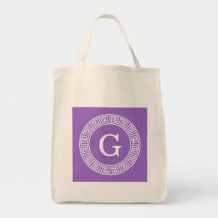 Amethyst Wat Grieks Sleutel RND Lijst Initiaal Mon Tote Bag