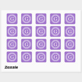 Amethyst Wat Grieks Sleutel RND Lijst Initiaal Mon Vierkante Sticker (Vel)