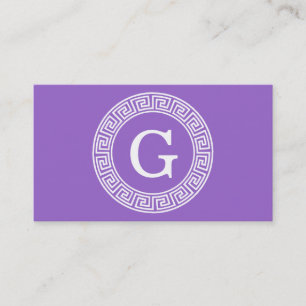 Amethyst Wat Grieks Sleutel RND Lijst Initiaal Mon Visitekaartje