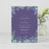 Amethyst Waterverf Bloemen Bruiloft Kaart (Staand voorkant)