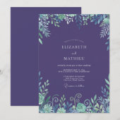 Amethyst Waterverf Bloemen Bruiloft Kaart (Voorkant / Achterkant)