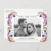 Amethyst Waterverf Crystal Photo Save the Date Aankondigingskaart (Voorkant / Achterkant)