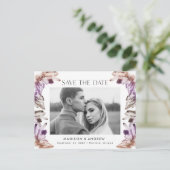 Amethyst Waterverf Crystal Photo Save the Date Aankondigingskaart (Staand voorkant)