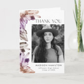 Amethyst Waterverf Kristallen Foto Afstuderen Bedankkaart (Voorkant)