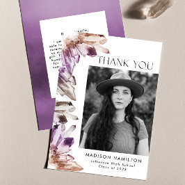 Amethyst Waterverf Kristallen Foto Afstuderen Bedankkaart