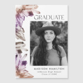 Amethyst Waterverf Kristallen Foto Afstuderen Magnetische Uitnodiging (Voorkant)