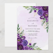 Amethyst Weelderige Lente Bruiloft Kaart (Voorkant / Achterkant)