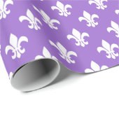 Amethyst White Fleur de Lis Pattern Cadeaupapier (Rol Hoek)