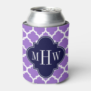 Amethyst White Moroccan #5 Navy 3 Initiaal monogra Blikjeskoeler