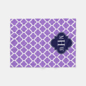 Amethyst White Moroccan #5 Navy 3 Initiaal monogra Fleece Deken (Voorkant (Horizontaal))