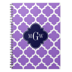 Amethyst White Moroccan #5 Navy 3 Initiaal monogra Notitieboek